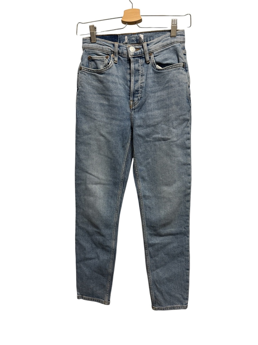 Re/Done Light Blue High-Rise Straight Jeans